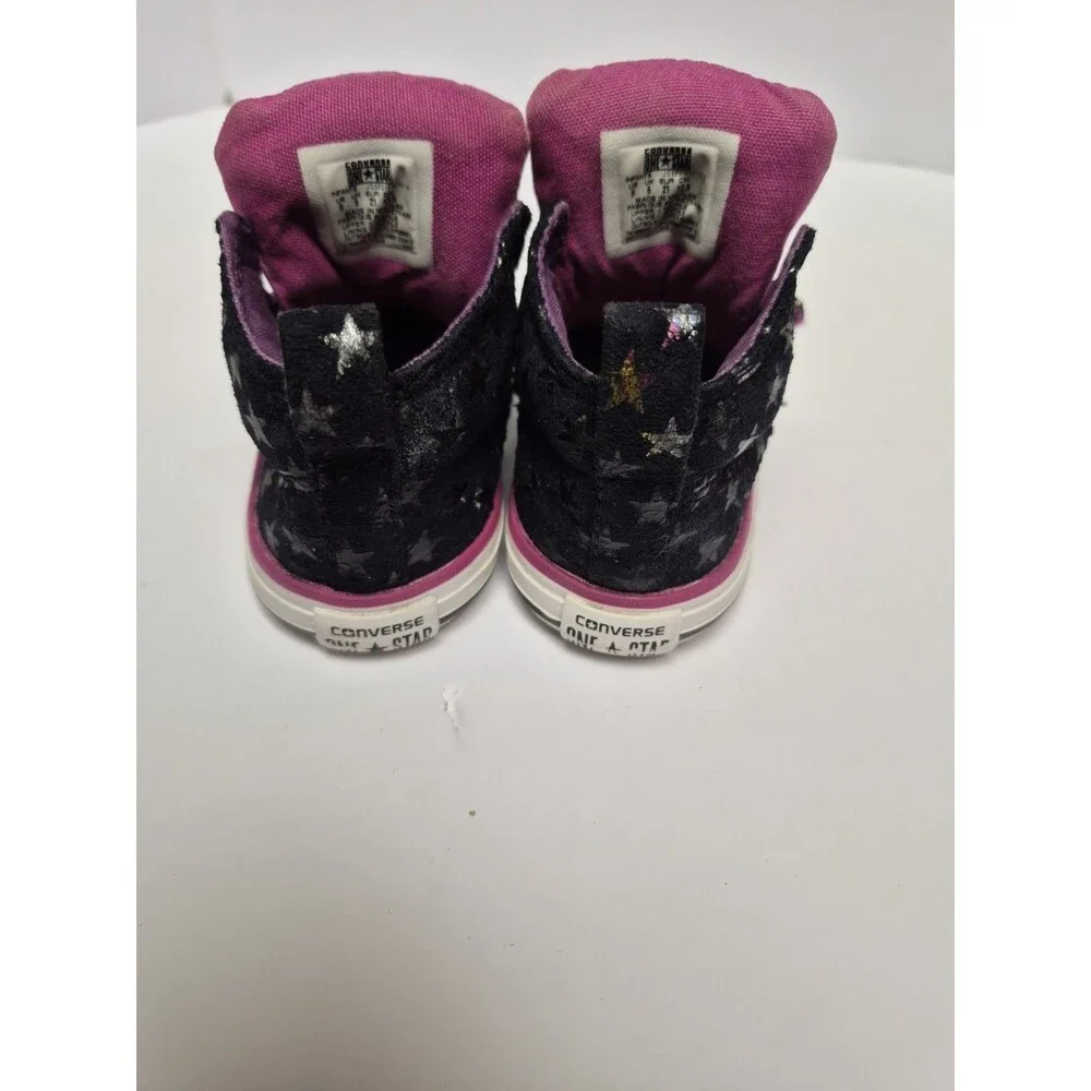 Converse Toddler Girls High Top Black/Magenta Stars Size 5